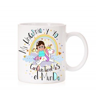 Taza Mi unicornio y yo conquistaremos el mundo