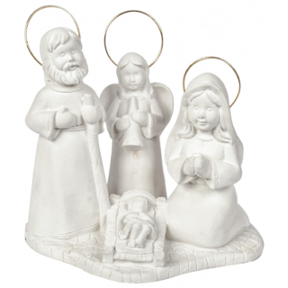 Portal de Belén compato con ángel anunciación. Navidad para pintar