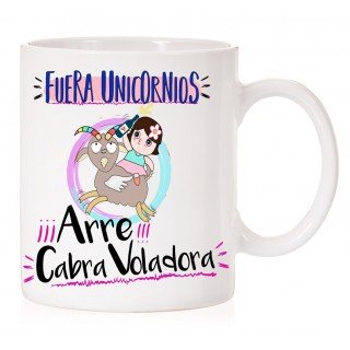 Taza Fuera unicornios arre cabra voladora