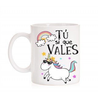 Taza Tú si que vales (unicornio) 