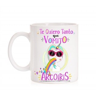 Taza Quiero tanto que Vomito Arcoiris
