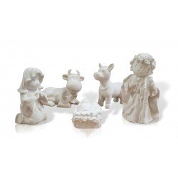 Escayola Portal de Belén 5 figuras de nacimiento navidad infantil. Altura 10 cm